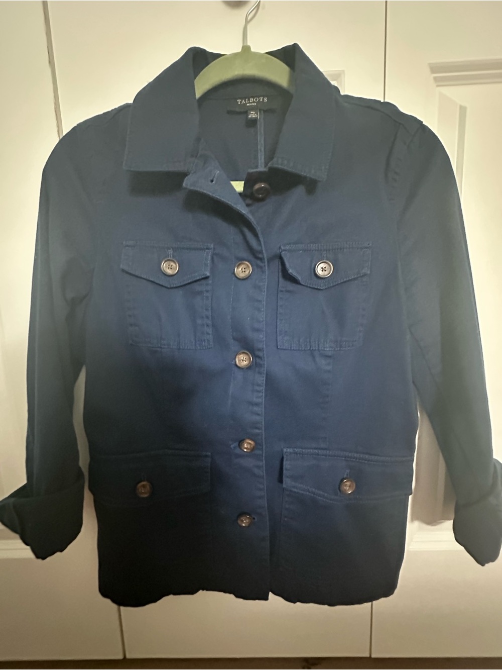 Talbots Navy Button-Front Utility Jacket - Picture 2 of 4